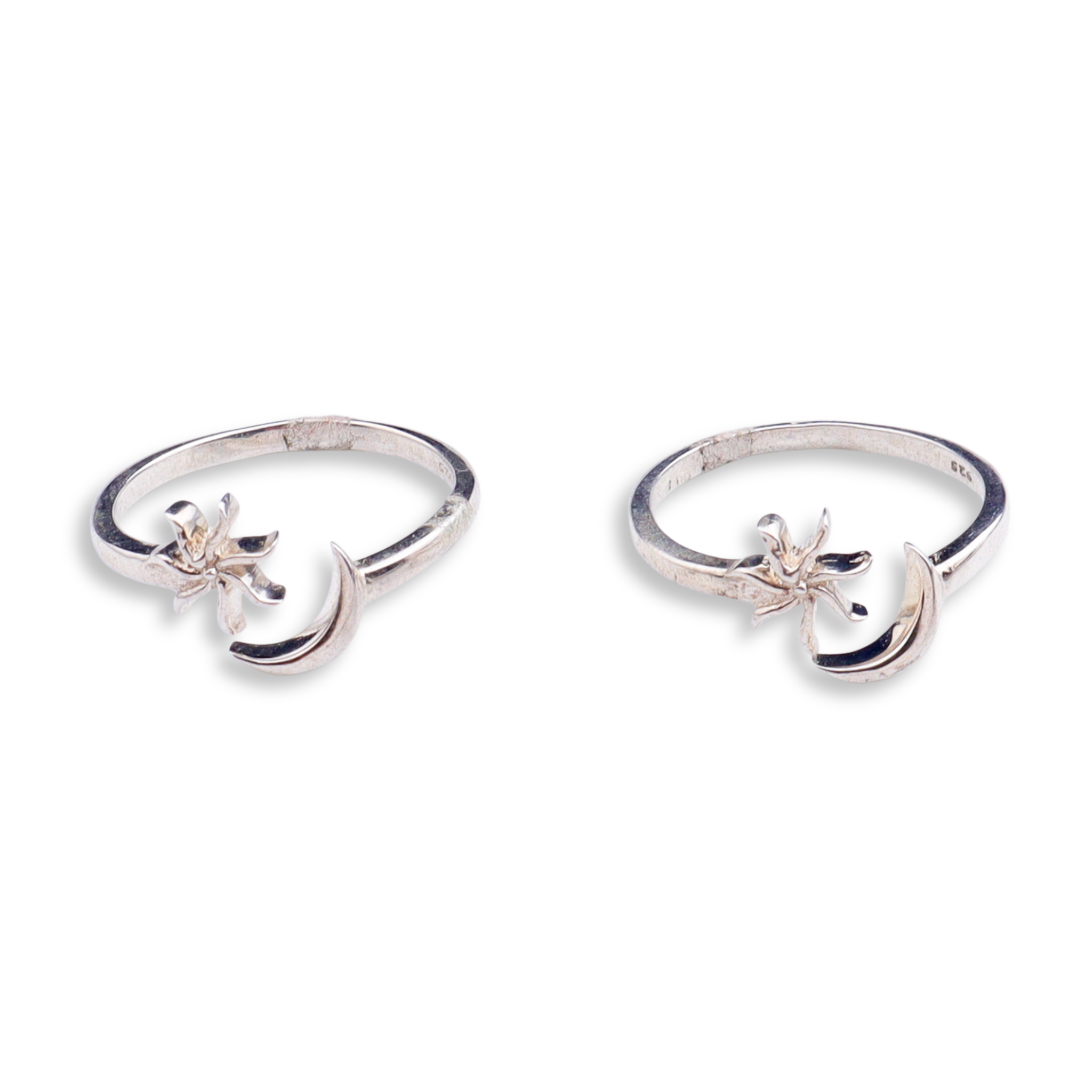 Silver Sun & Moon Motif Toe Ring