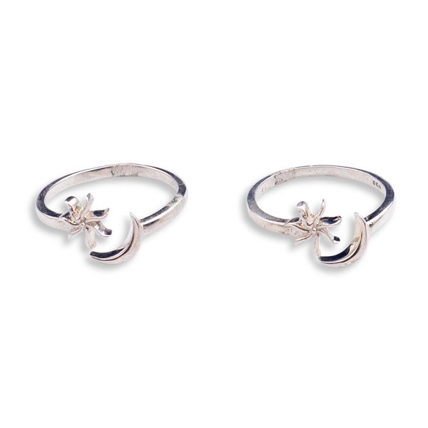 Silver Sun & Moon Motif Toe Ring