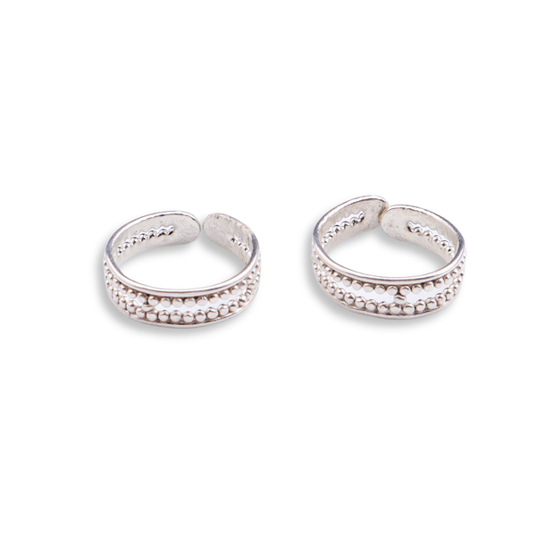 Silver Shiny Dotted Toe Ring