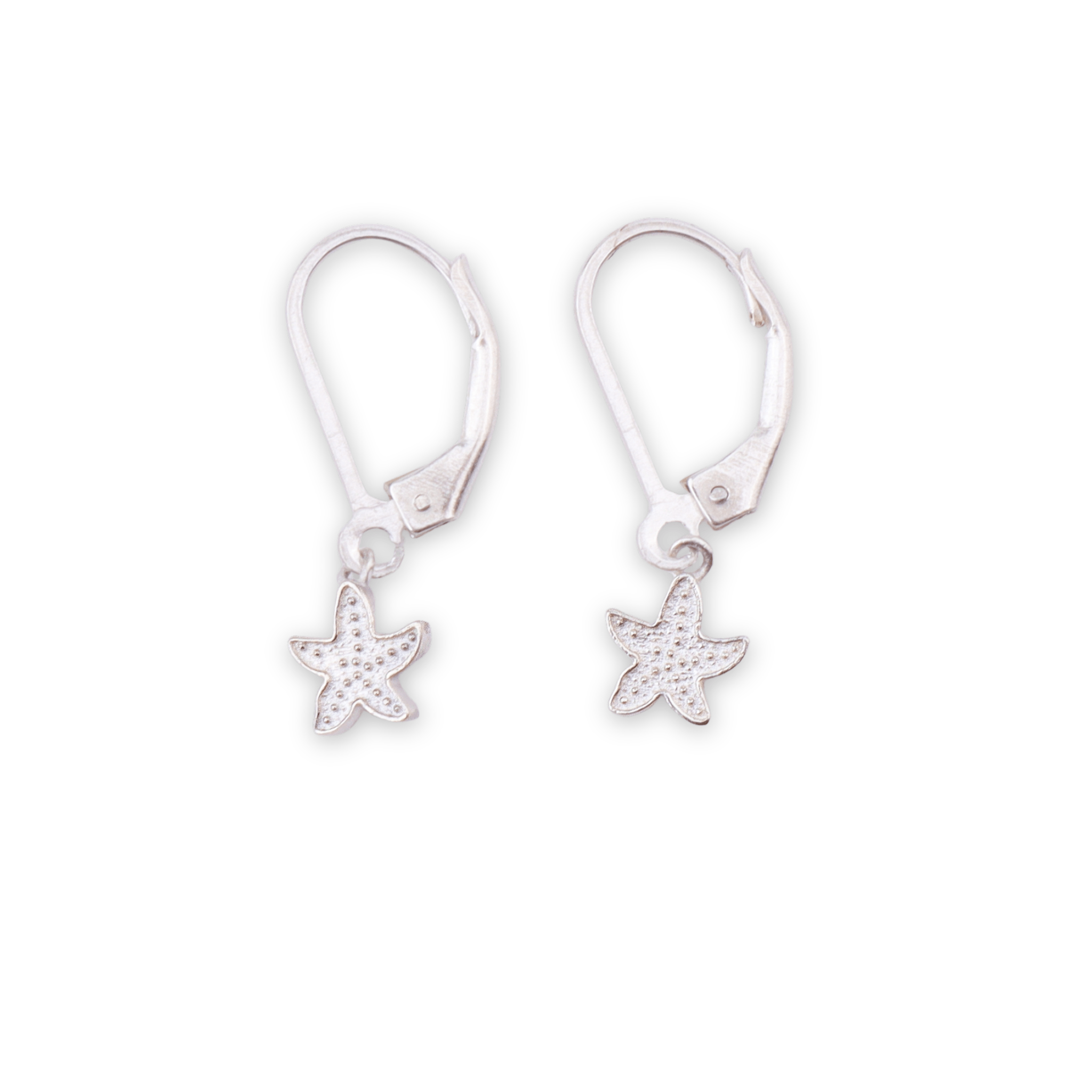 Silver starfish dangler earrings for kids