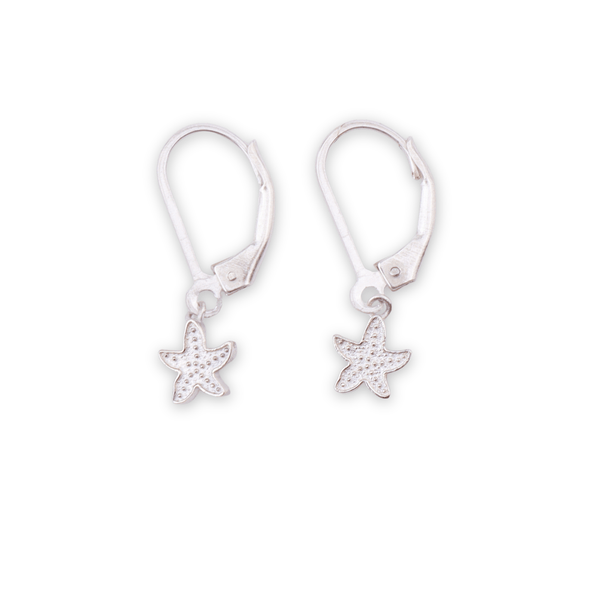 Silver starfish dangler earrings for kids