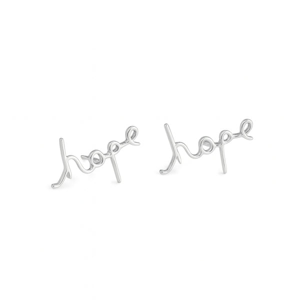 Hope earrings in sterling silver with script design for jewelry and accessories