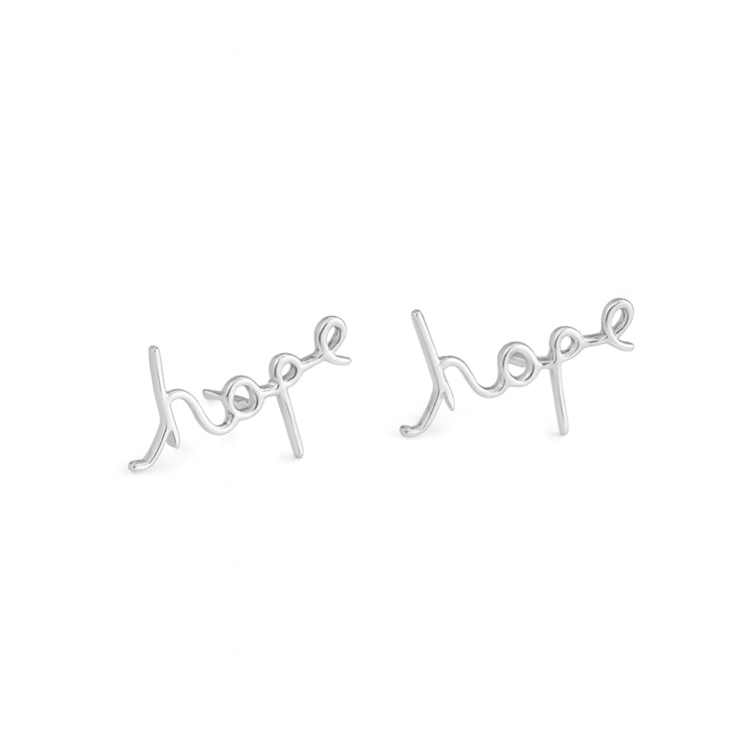 Hope earrings in sterling silver with script design for jewelry and accessories