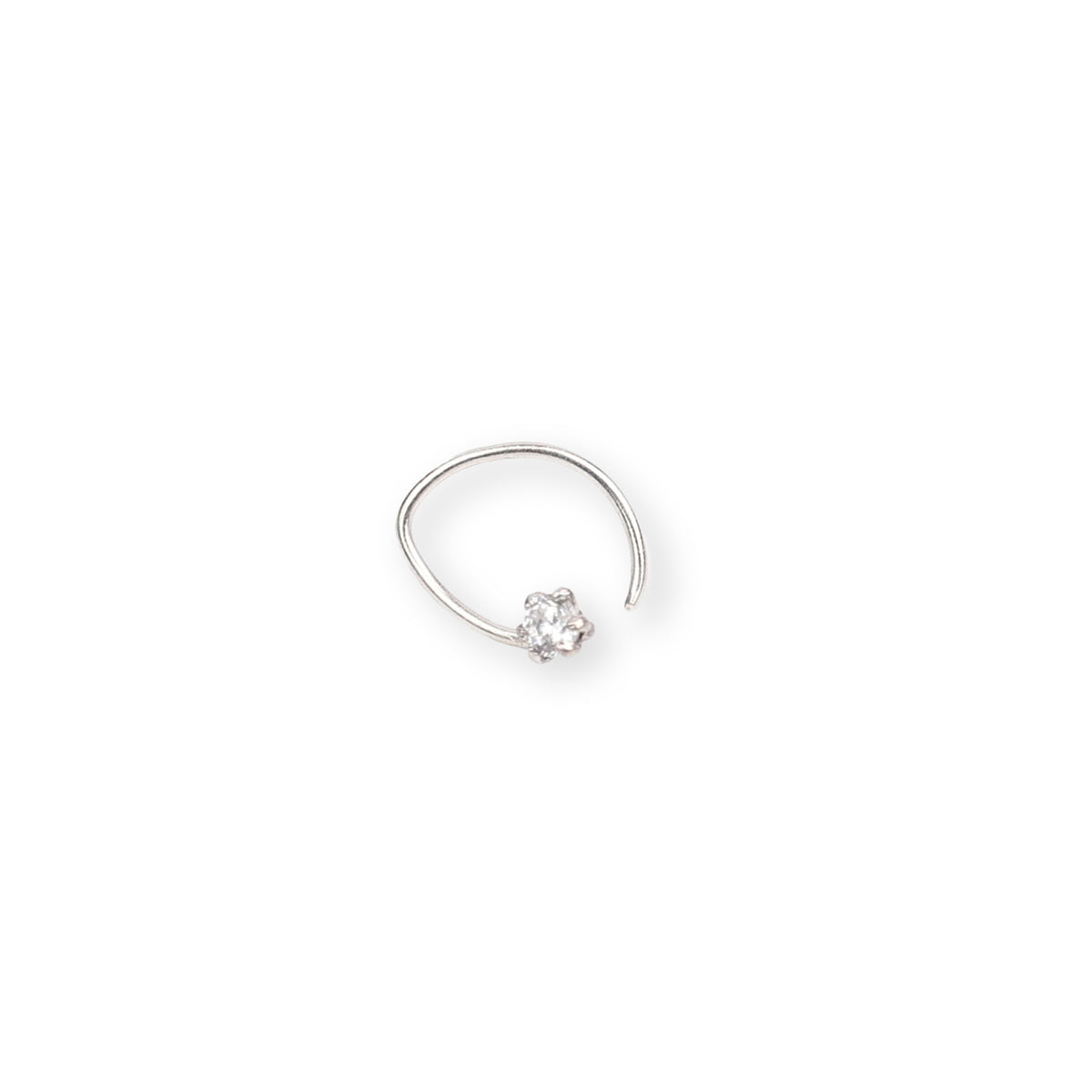 White CZ Nose Pin - Medium (Pierced)