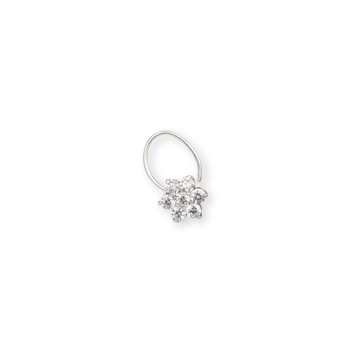 White CZ Flower Nose Pin (Pierced)