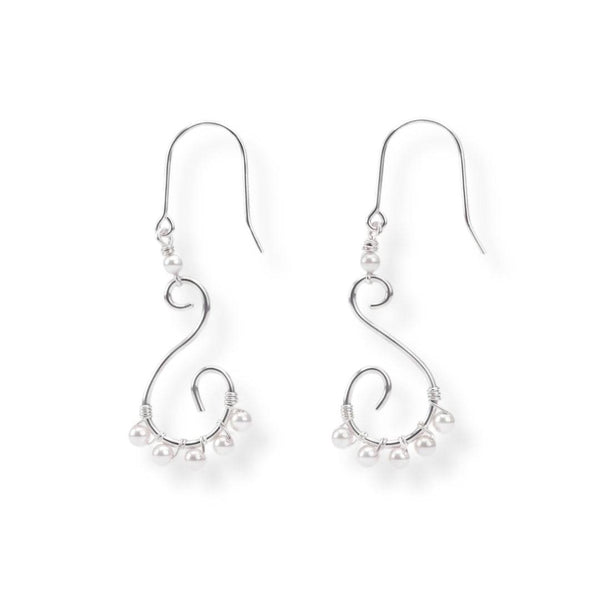 Wire-Wrapped Pearl Earrings in 92.5 sterling silver
