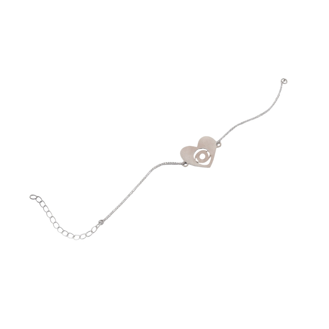 Silver Evil Eye Heart Bracelet