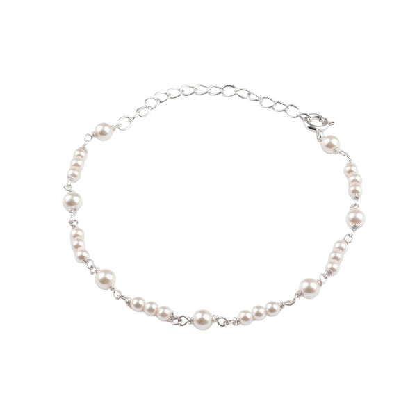 White Pearl Silver Ganthan Bracelet (Project Handmade)