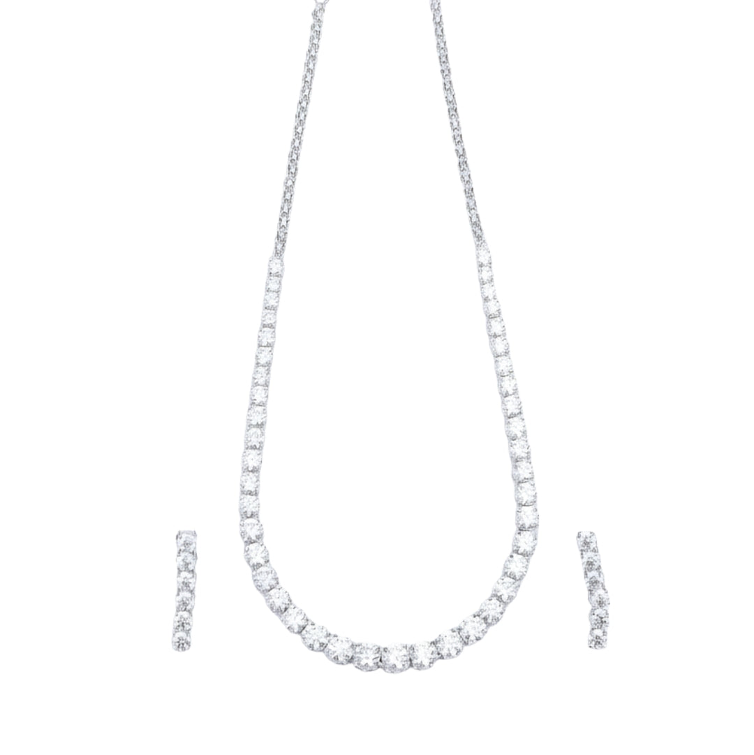 Silver CZ Necklace and Earring Set