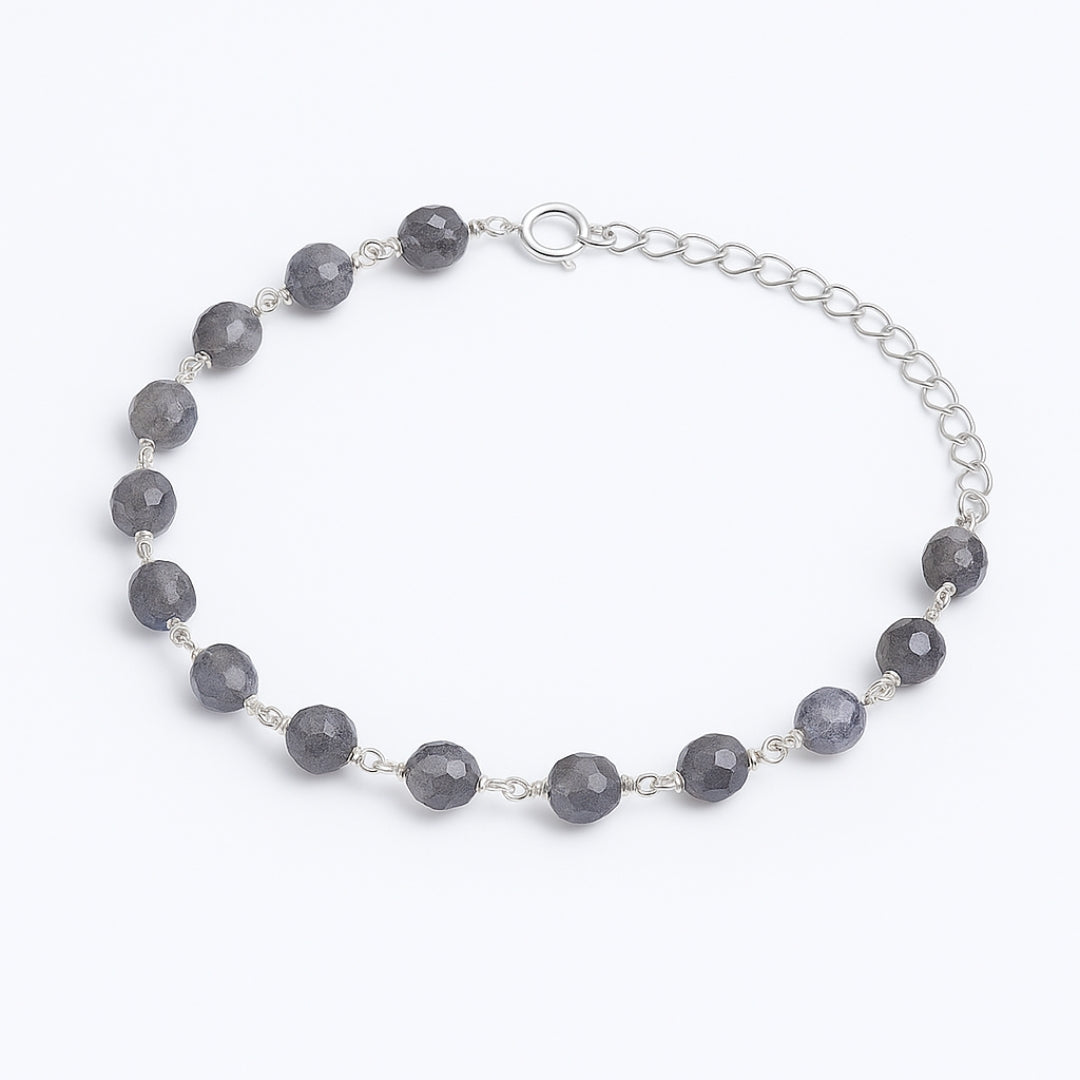 Silver Ganthan Bracelet with Labradorite Stones