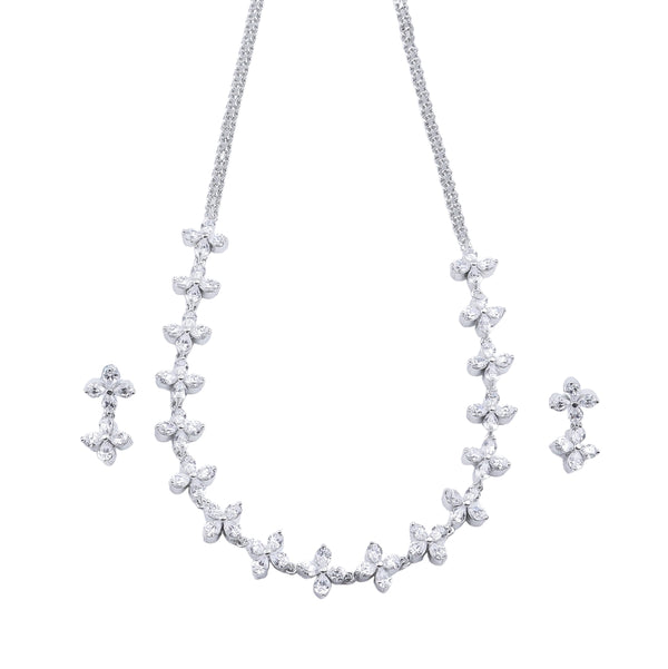 Silver CZ Necklace and Earring Set