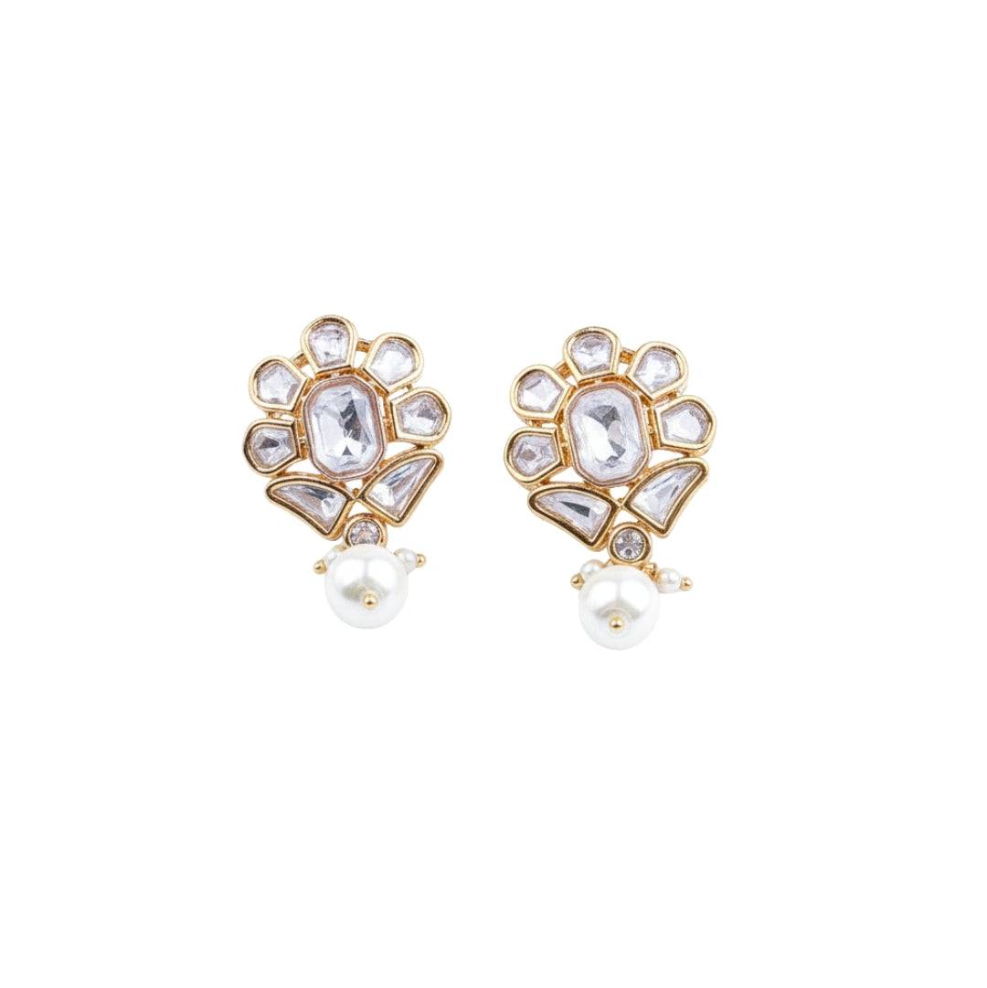 22K gold-plated fashion earring front view featuring an elegant design and premium 22K gold-plated finish