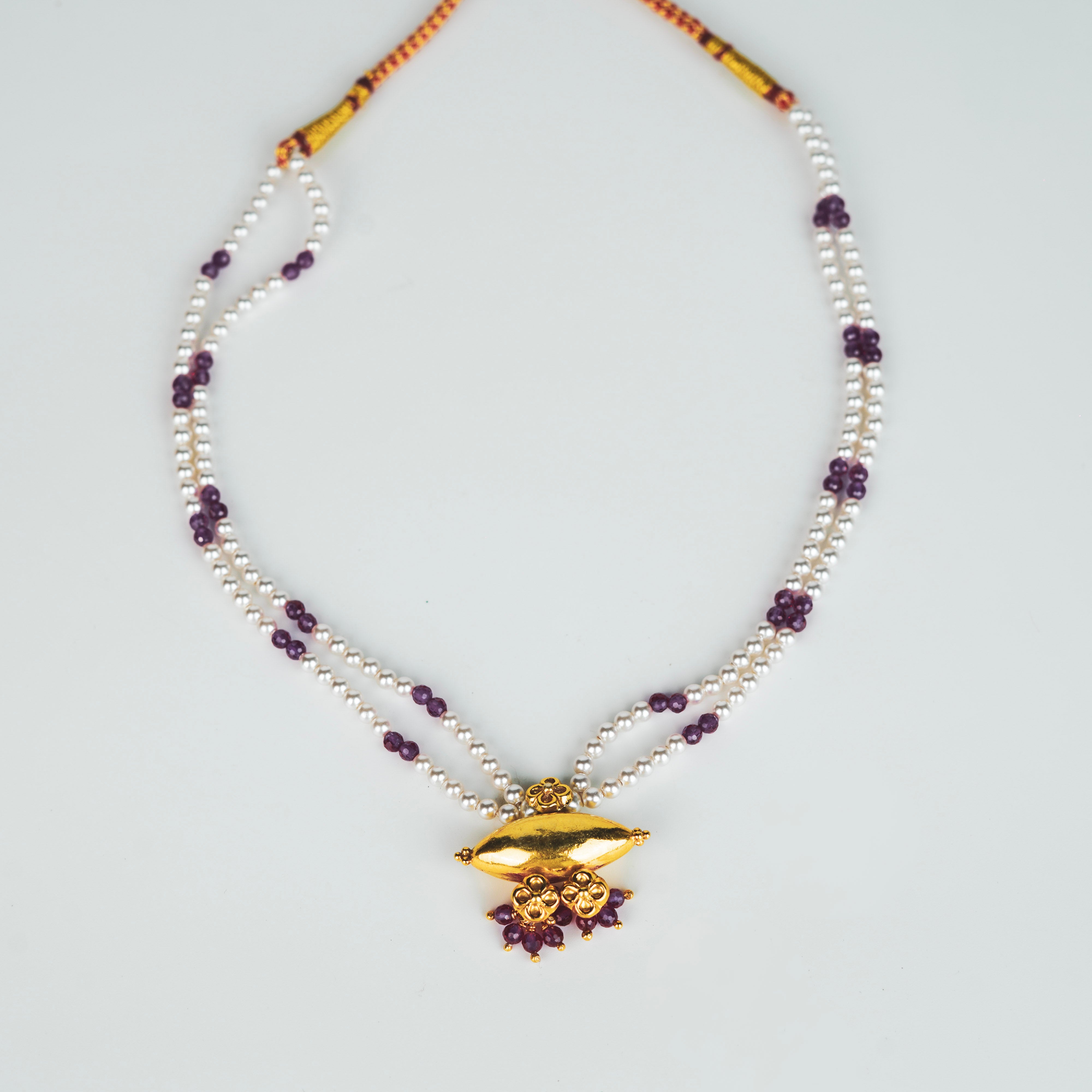 Tribal Choker with Ruby and Pearl | 92.5 Silver | 22K Gold Plated