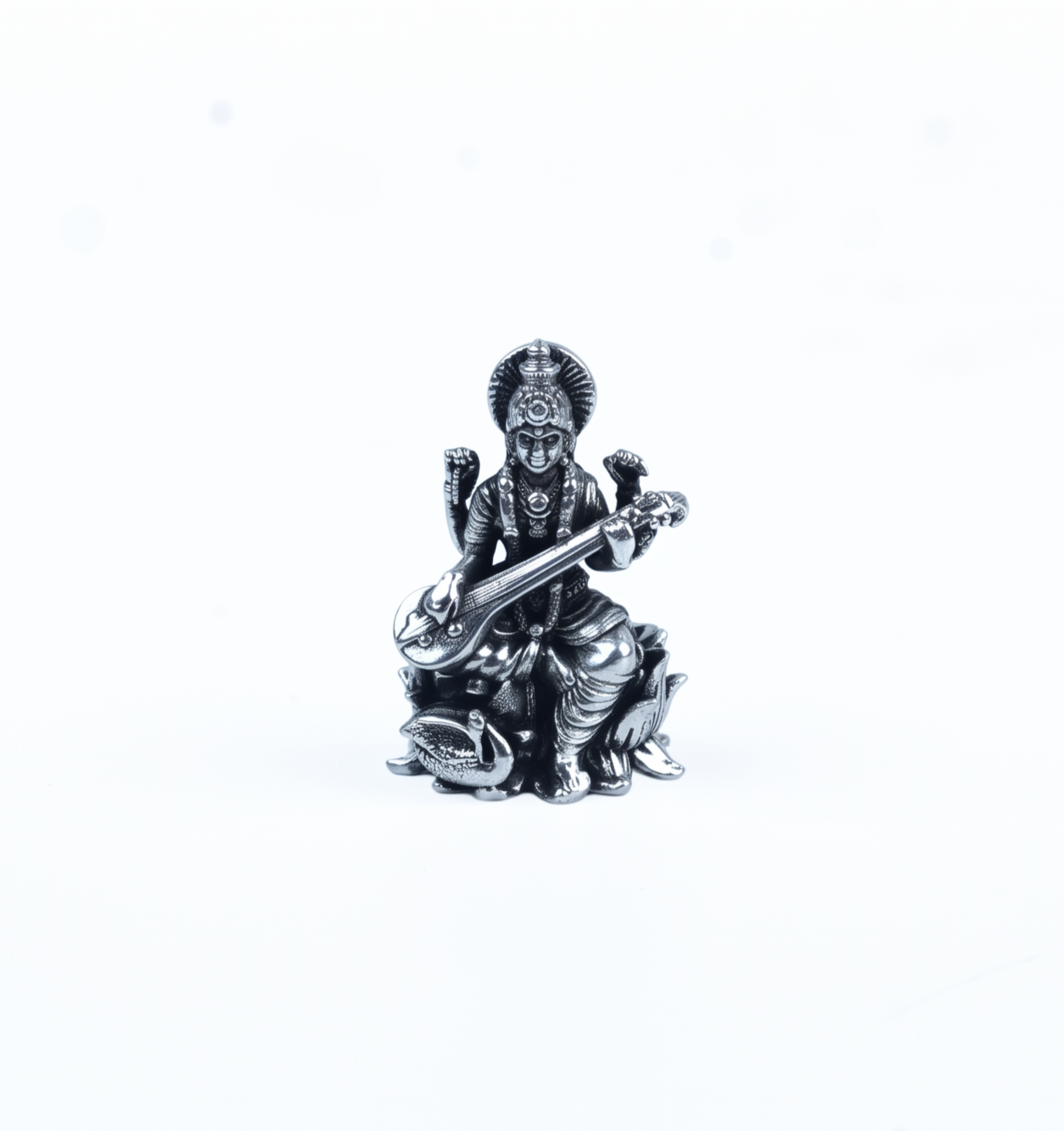 Oxidised Silver Saraswati Idol
