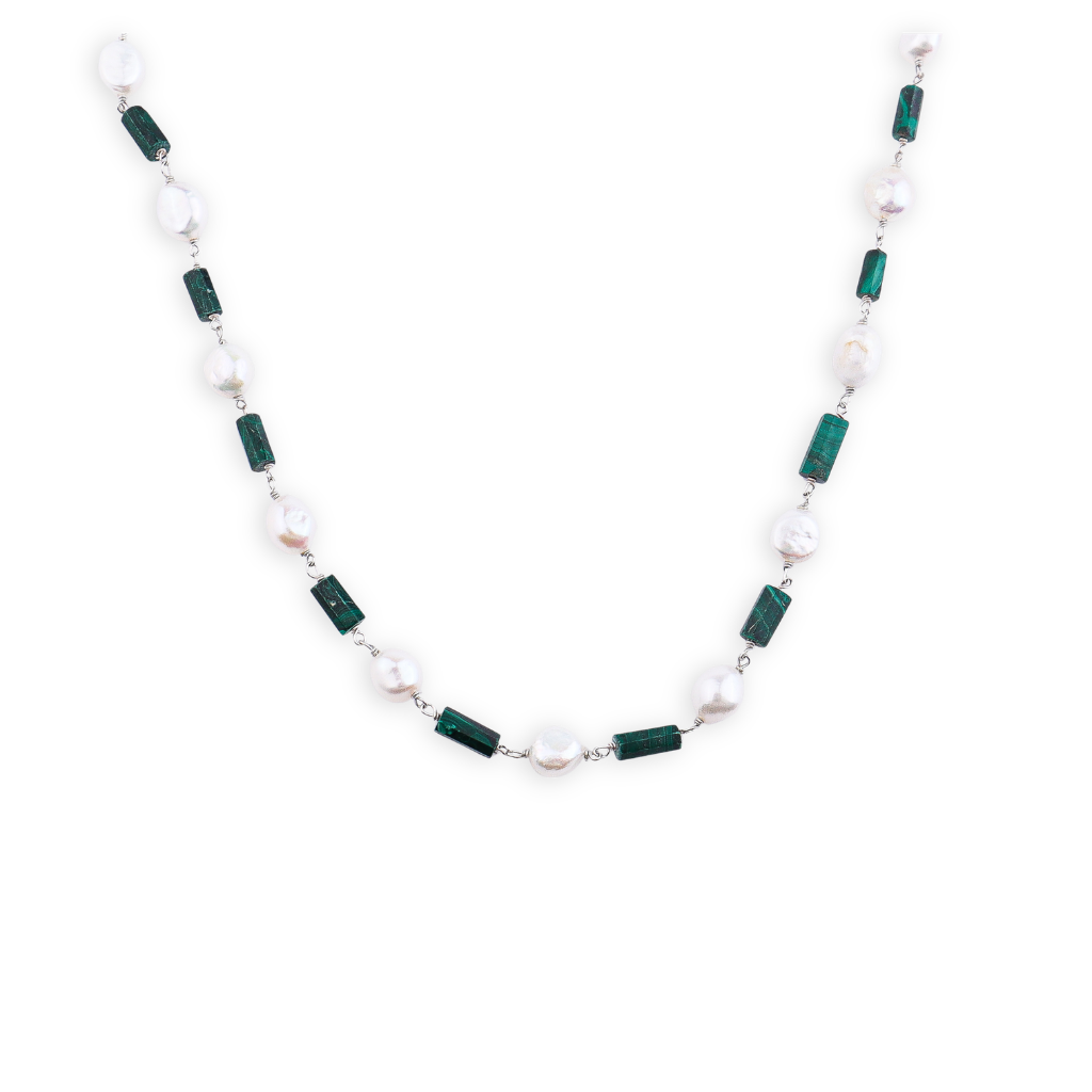 Malachite and Pearl Ganthan Necklace