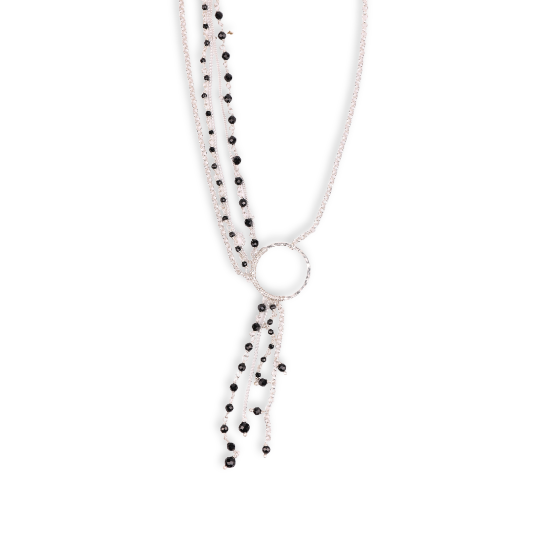 Multilayered Asymmetrical Necklace with Black Spinel (Project Handmade)