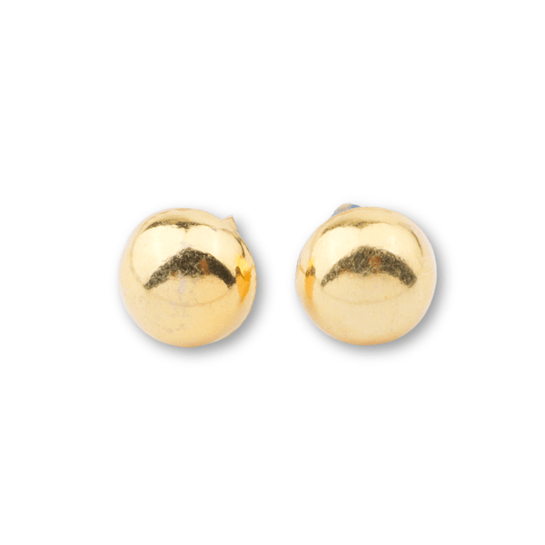 Gold dome earrings with reflective surface