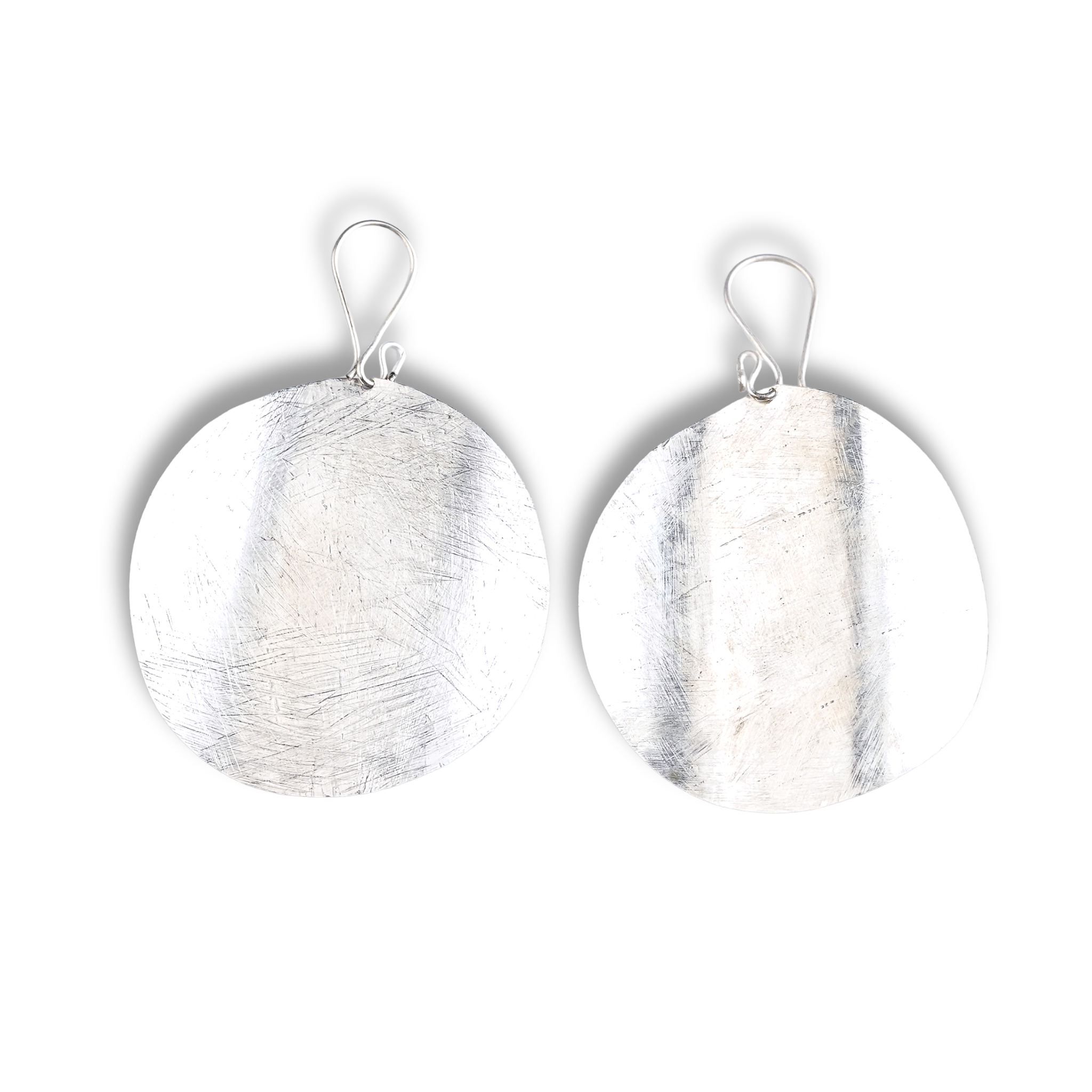 Silver Round Textured Earrings