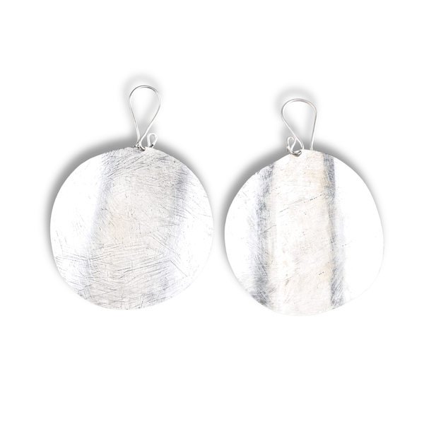 Silver Round Textured Earrings