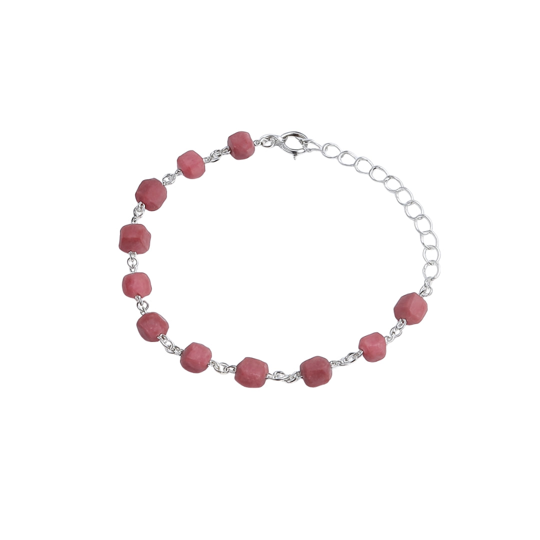 Silver Ganthan Bracelet with Pink Opal Stones