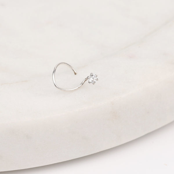 White CZ Nose Pin - Big (Pierced)