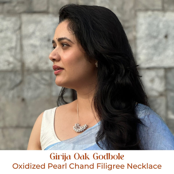 Oxidized Pearl Chand Filigree Necklace