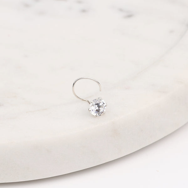 Round CZ Nose Pin (Pierced)