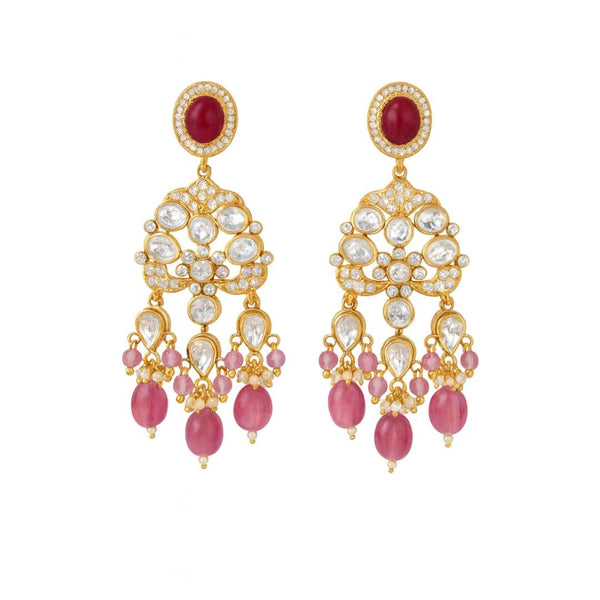22K gold-plated fashion earring front view featuring an elegant design and premium 22K gold-plated finish