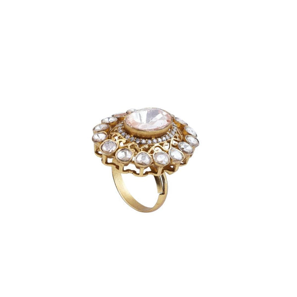 22K gold-plated fashion ring front view featuring an elegant design and premium 22K gold-plated finish