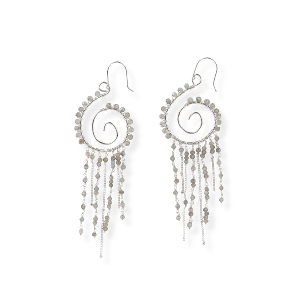 Labradorite Spiral Silver Earrings (Project Handmade)