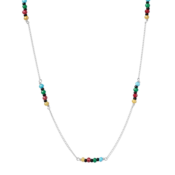Multicolor Jade Silver Chain Mangalsutra (Project Handmade)