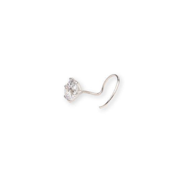 Round CZ Nose Pin (Pierced)