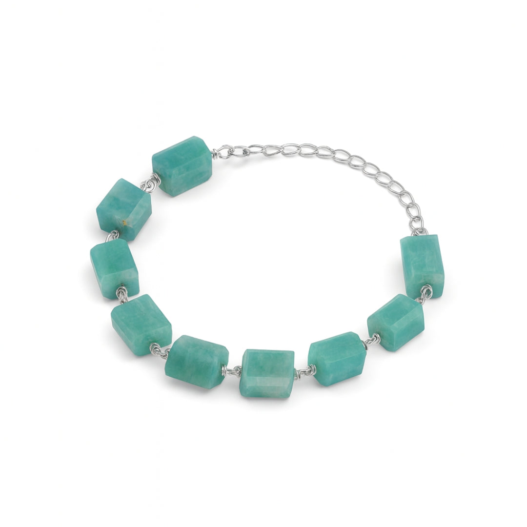 Silver Ganthan Bracelet with Amazonite Stones