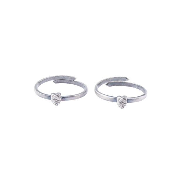 Tiny Silver Adjustable Textured Leaf Toe Ring