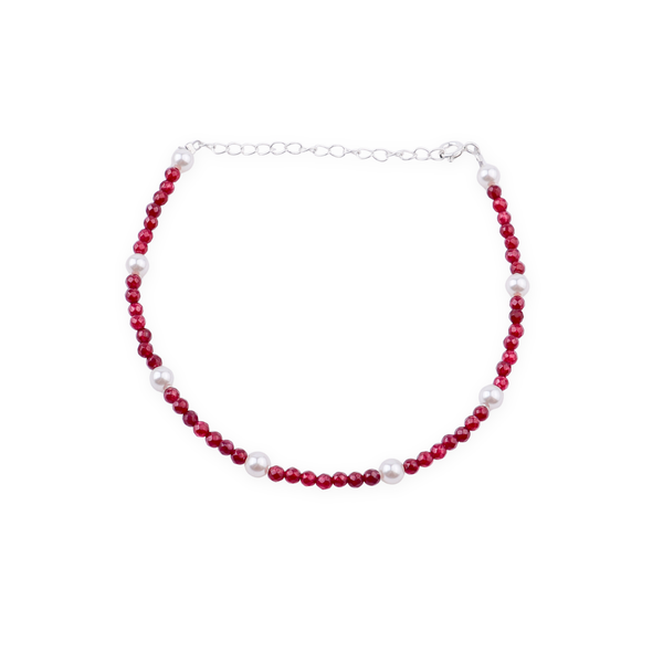 Semi-Precious Stone Anklet with Pearls