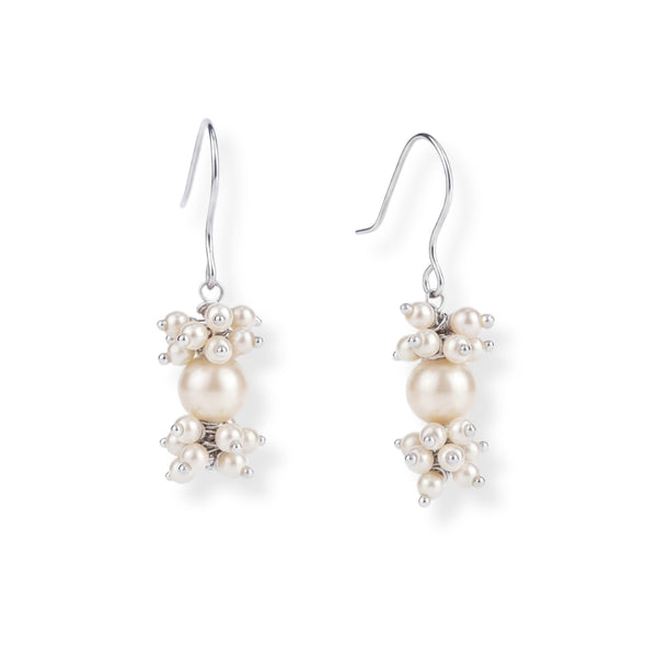 Pearl Bunch Silver Earrings (Project Handmade)