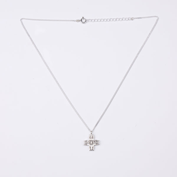 Silver Raised Trishul Pendant Necklace