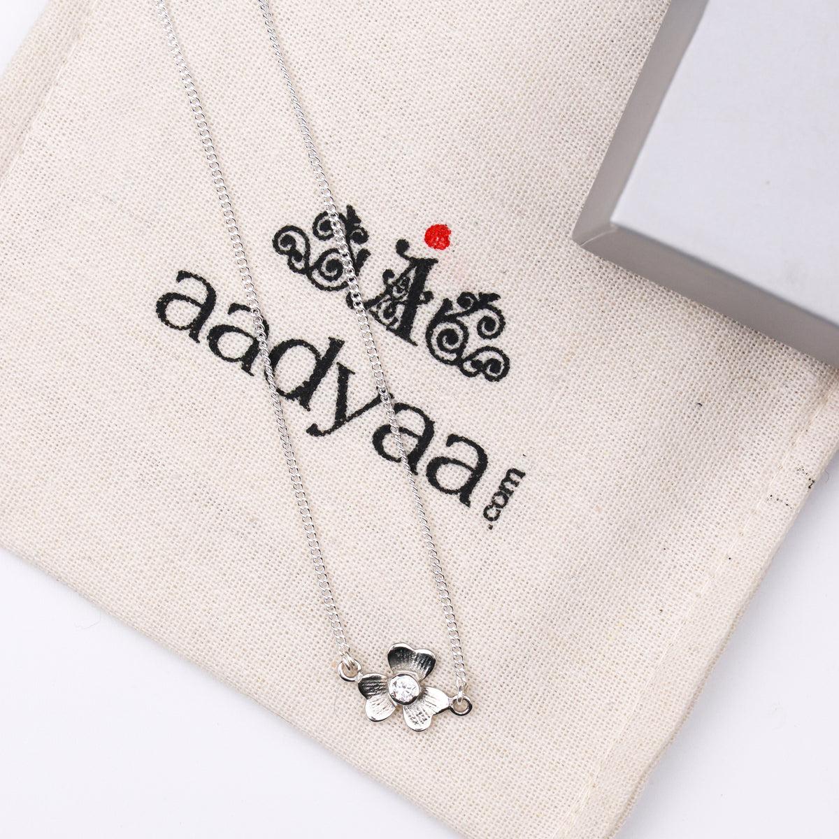 Silver Cz Flower Pendant Necklace