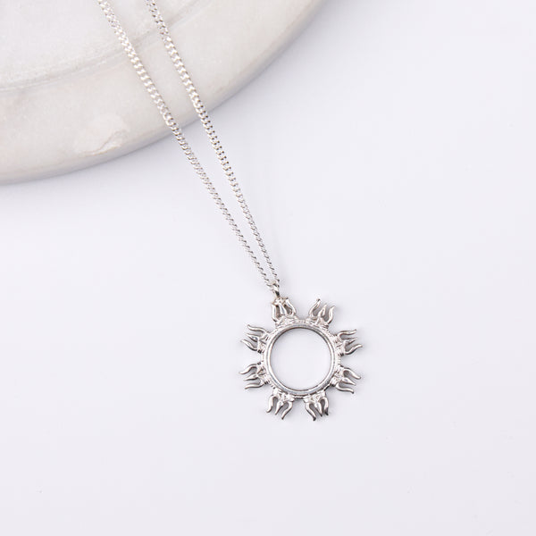 Silver Trishul Pendant Necklace