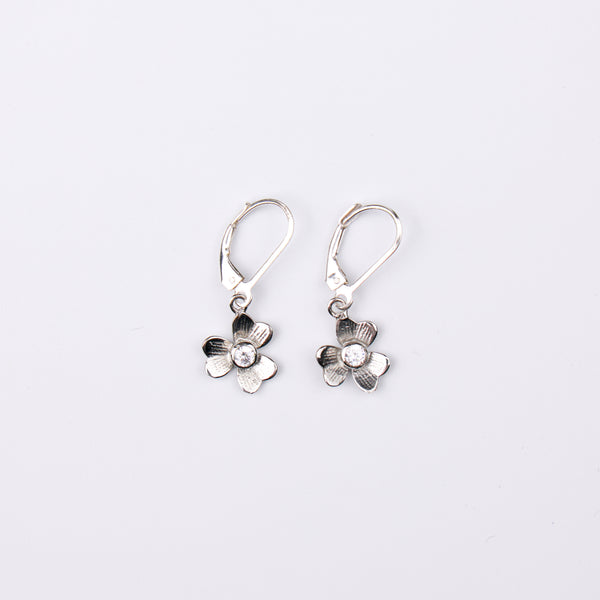 Silver CZ Flower Earrings