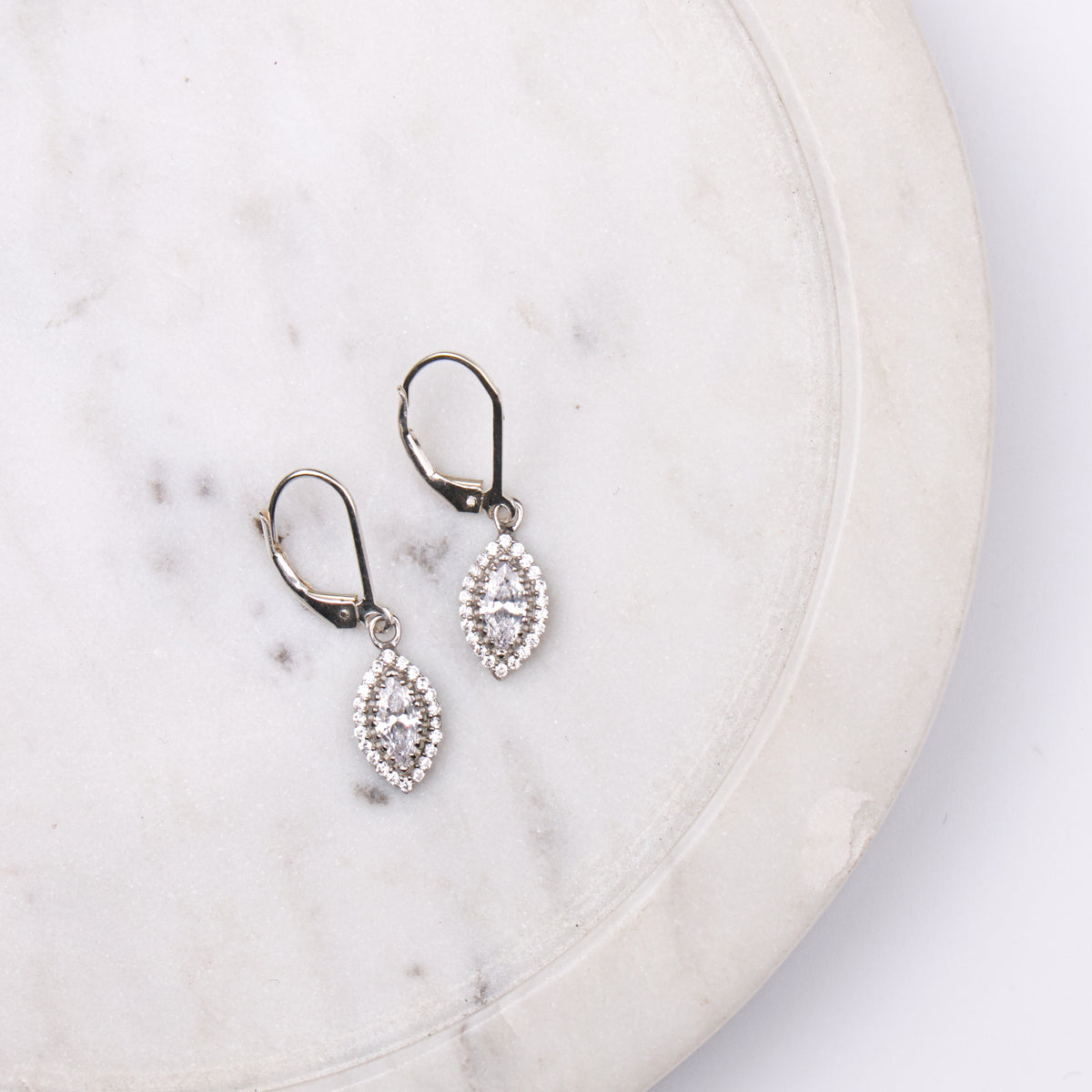 Silver CZ Marquise Cluster Earrings