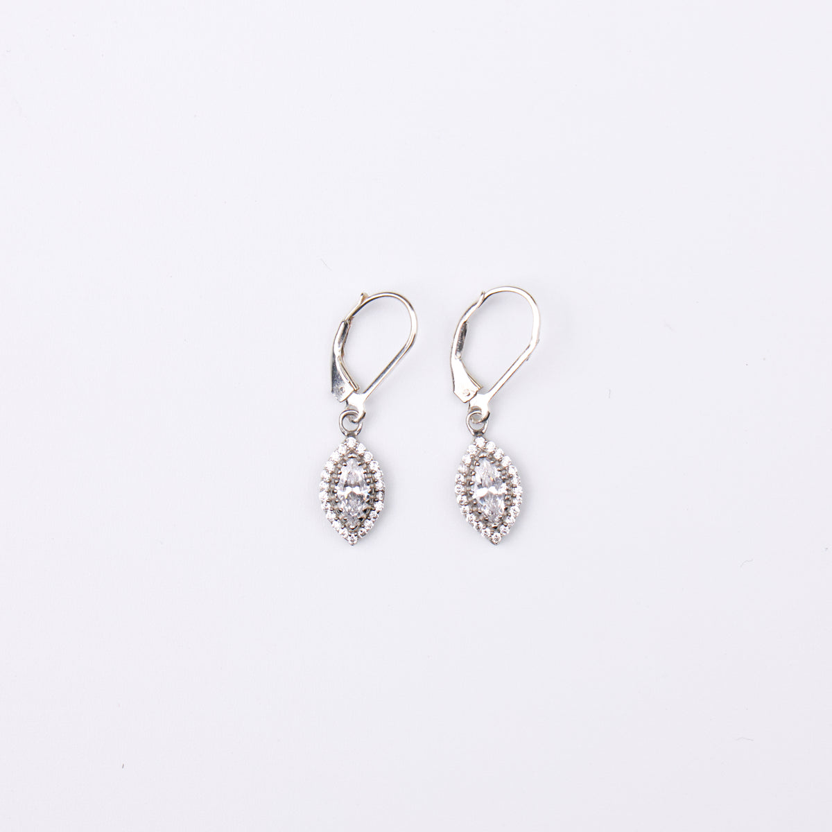 Silver CZ Marquise Cluster Earrings