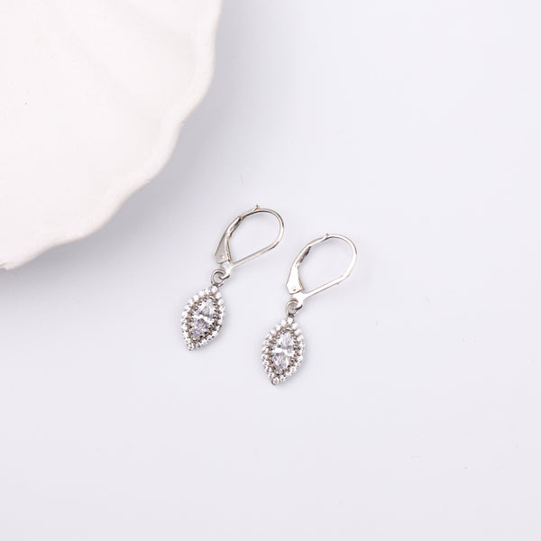 Silver CZ Marquise Cluster Earrings