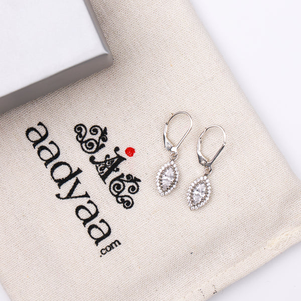 Silver CZ Marquise Cluster Earrings