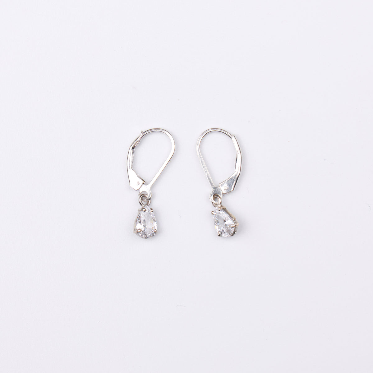 Silver CZ Pear Earrings