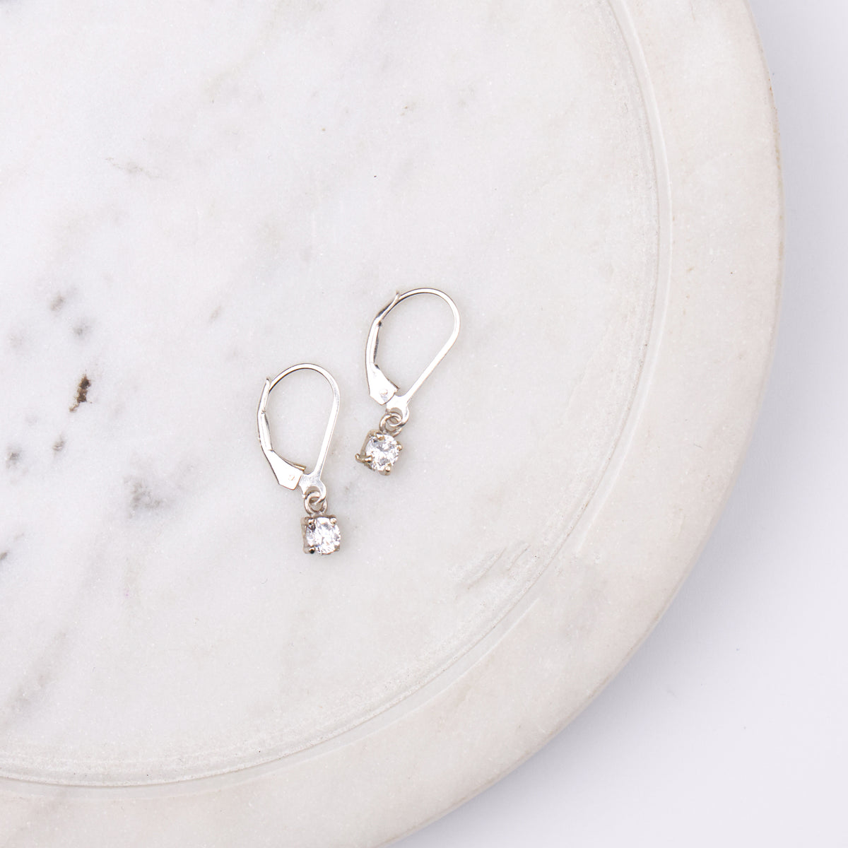 Silver CZ Round Earrings
