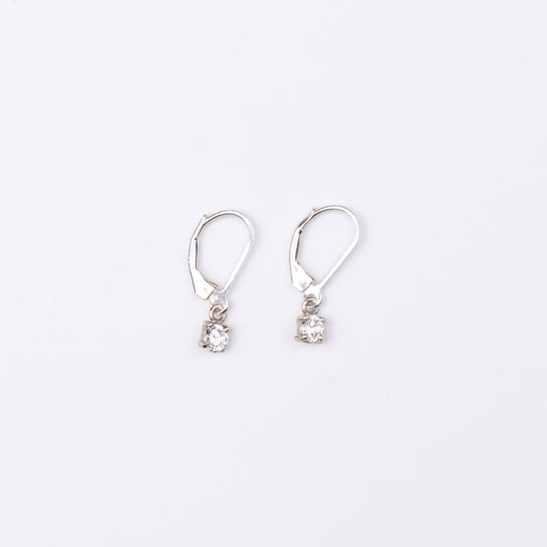 Silver CZ Round Earrings