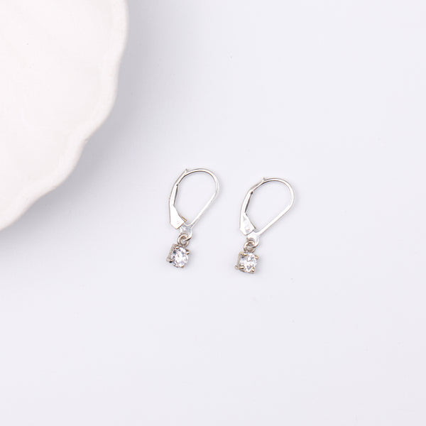Silver CZ Round Earrings