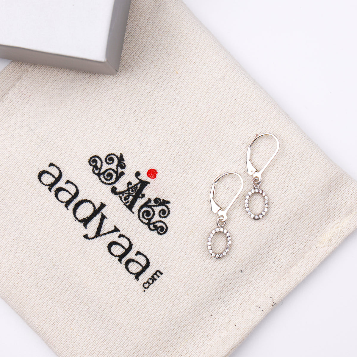 Silver CZ Oval Earrings