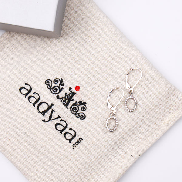 Silver CZ Oval Earrings